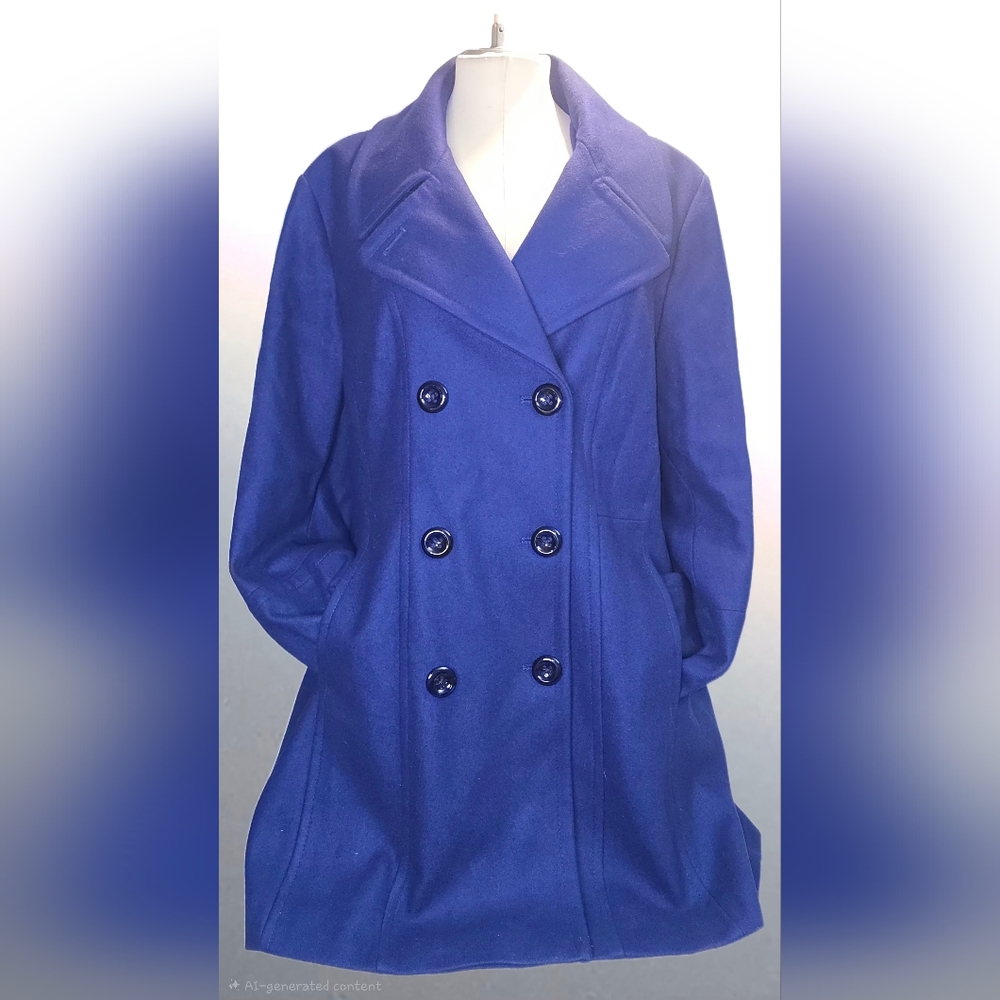 Women's Double-Breasted Blue Coat
